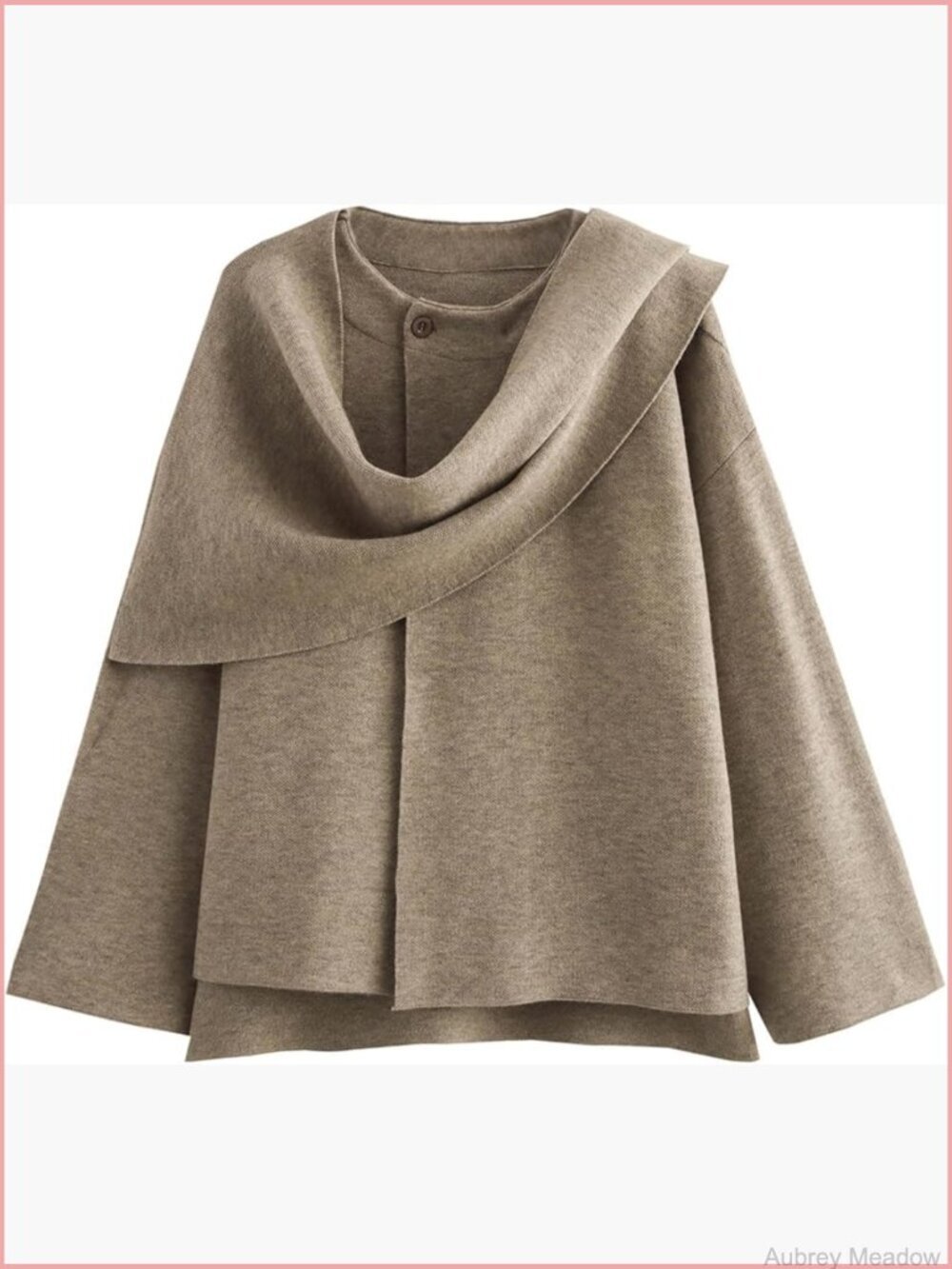 Oversized Knit Scarf Cardigan Peacoat with Shawl Collar